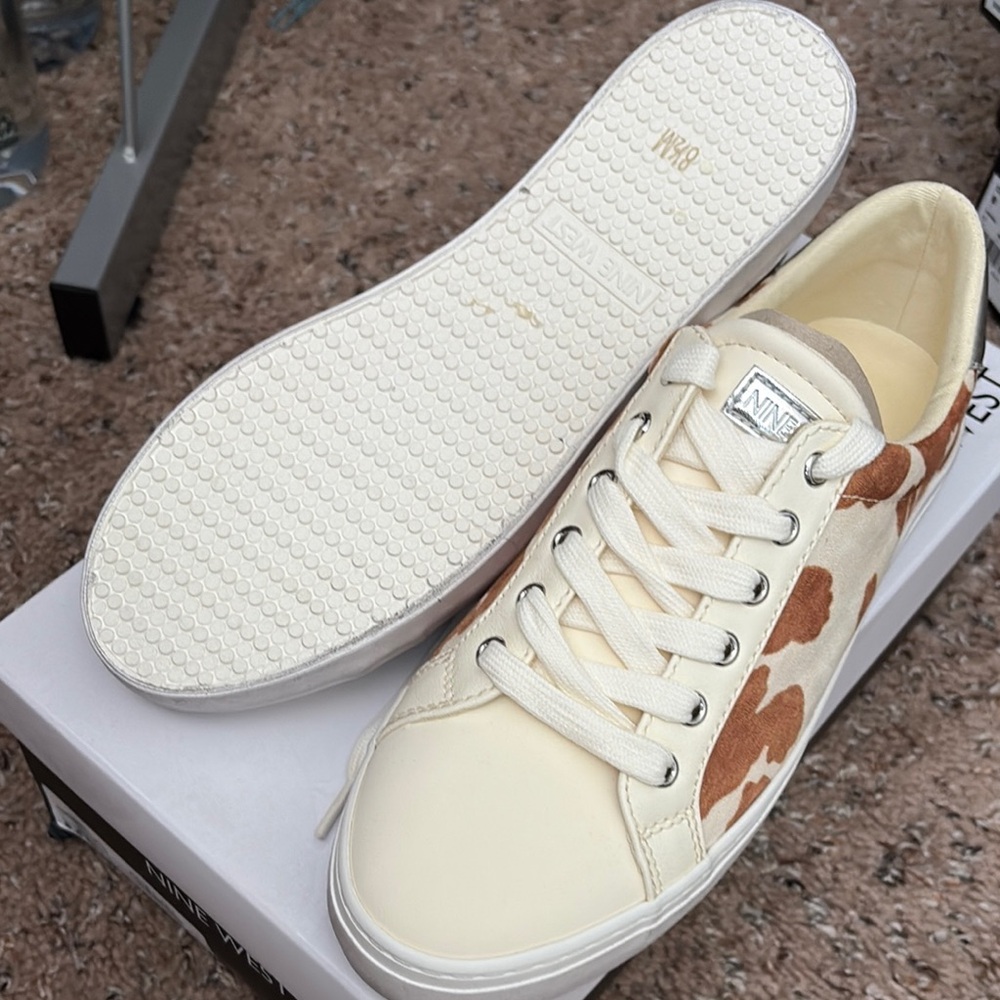Nine West Cream and Brown Casual Sneakers